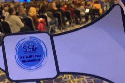 Jessica Regitano-1 New York Library Association sticker on a cutout of a megaphone.