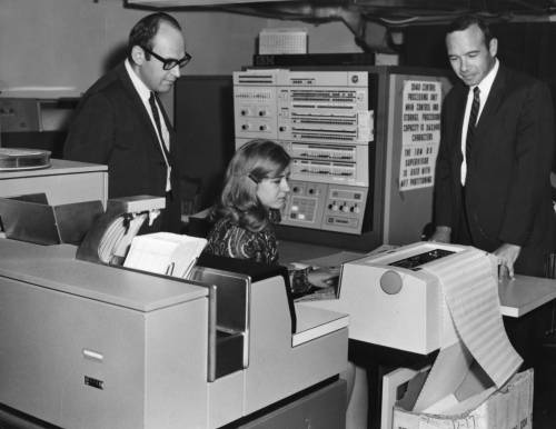 Staff with IBM System/360 Model 40, SUNY BCN